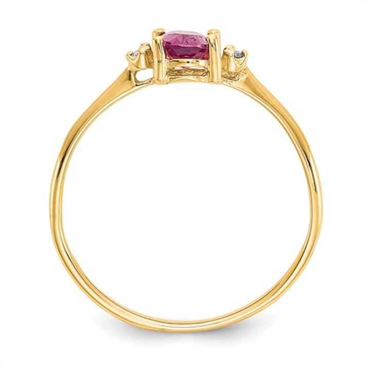 10K Yellow Gold Pink Tourmaline And Diamond Birthstone Ring