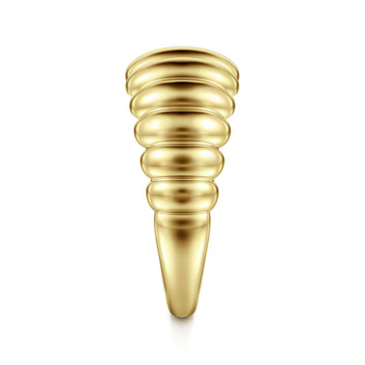 14K Yellow Gold Graduating Dome Stations Ring