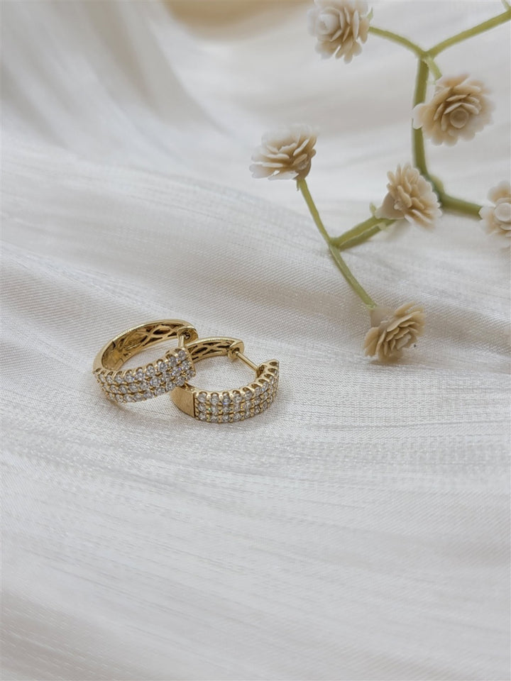 14K Yellow Gold Diamond Hoop Earrings