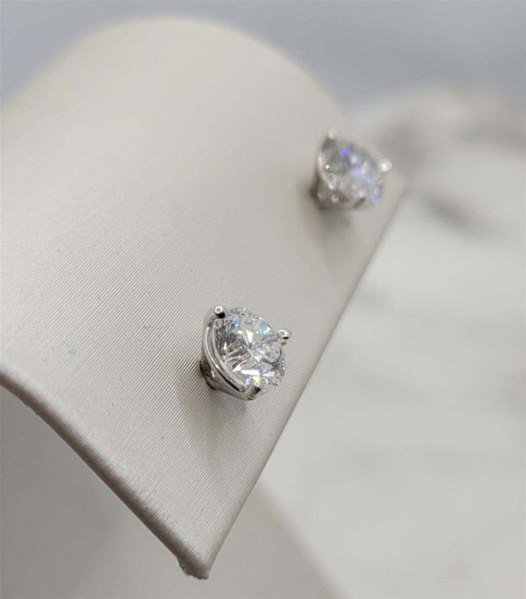 14K White Gold 1.81 ctw Round cut Diamond Stud Earrings