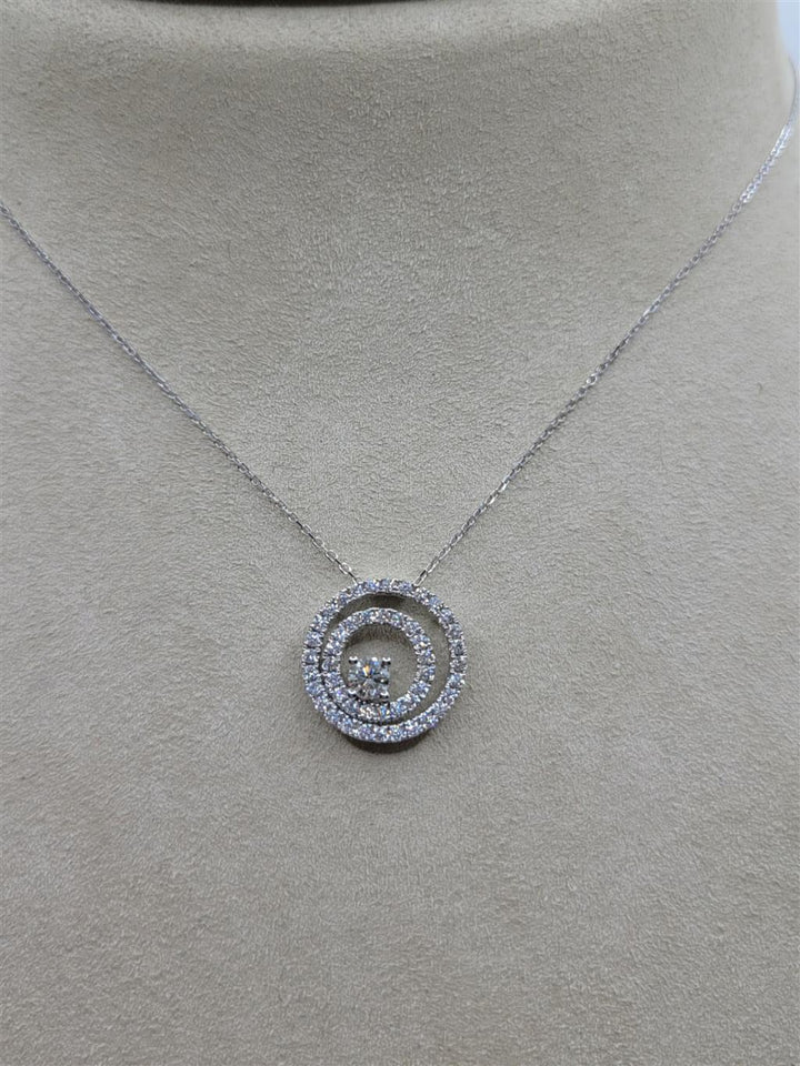 14K White Gold 0.60 Twt Round Cut Diamond Spiral Necklace