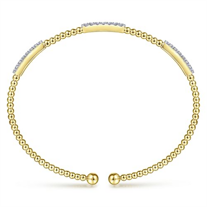 14K Yellow Gold Bujukan Diamond Stations Bangle