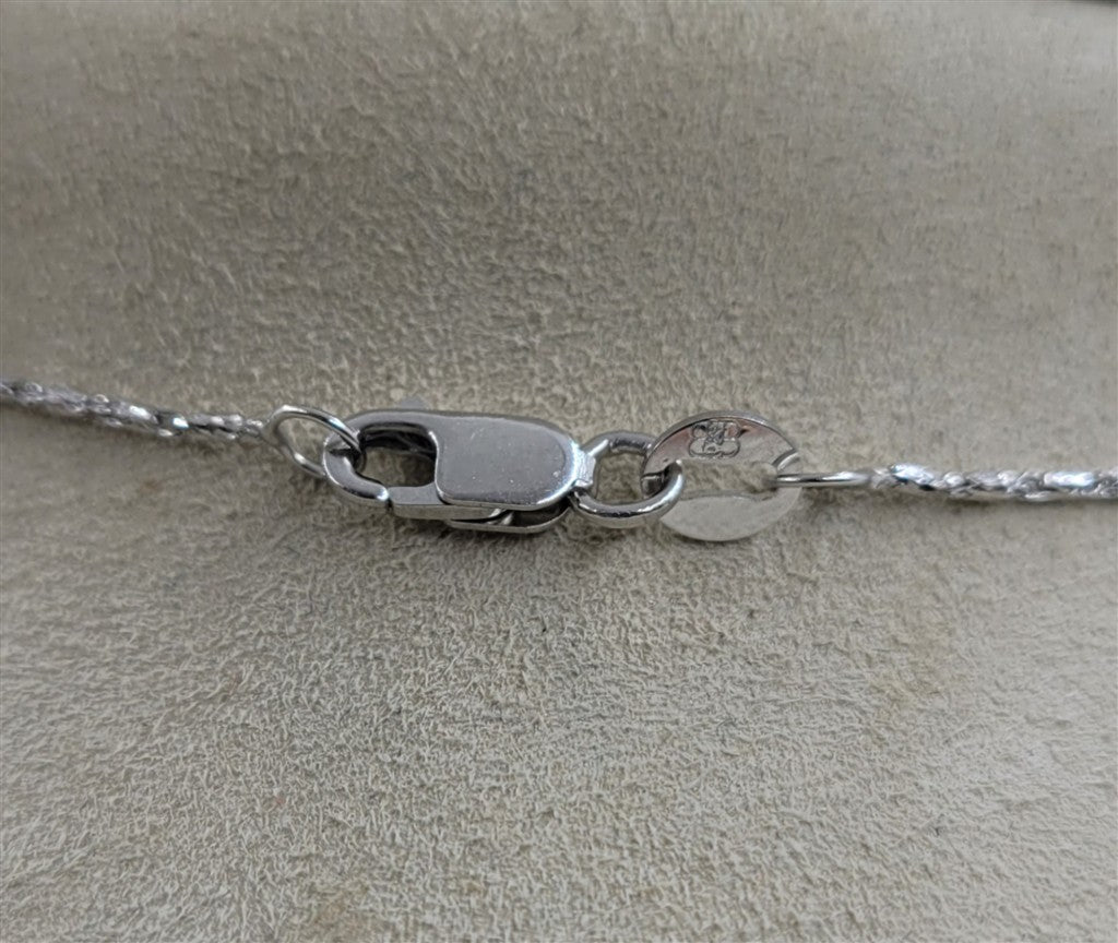 18K White Gold Pear Cut Sapphire Gemstone & Diamond Necklace