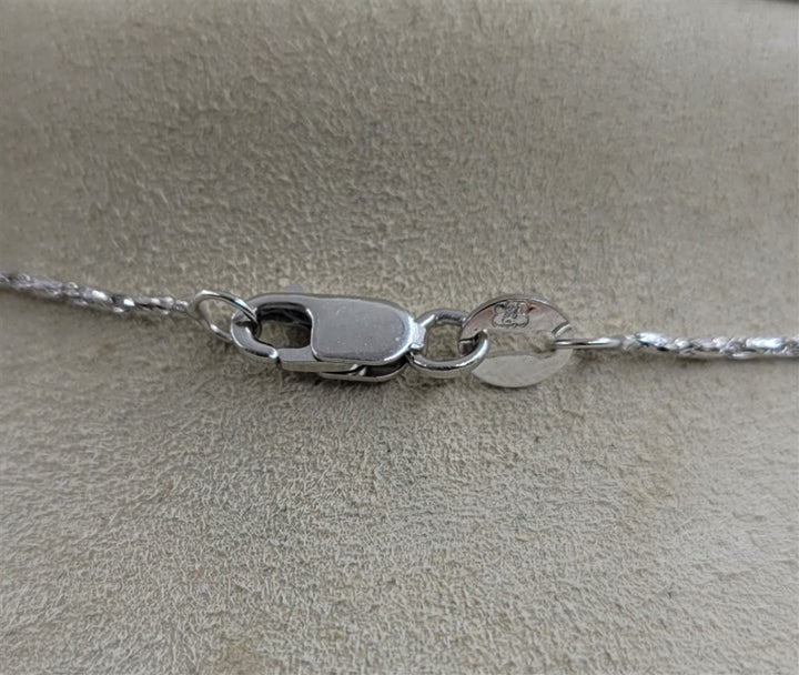 18K White Gold Pear Cut Sapphire Gemstone & Diamond Necklace