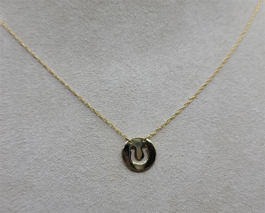 14K Yellow Gold Circle Horseshoe Necklace