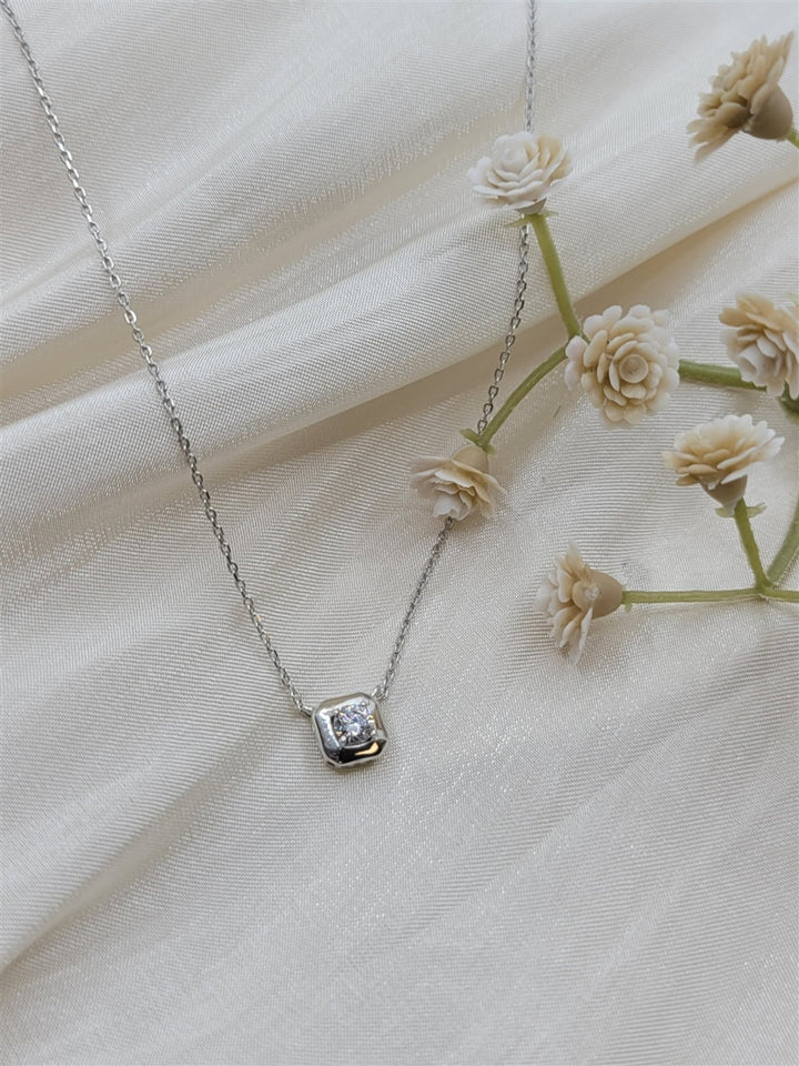 Sterling Silver Swarovski Crystal Hidden Halo Pendant Necklace