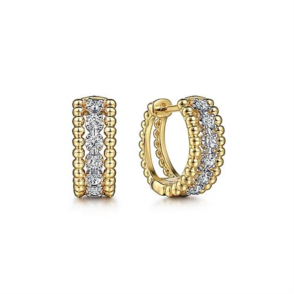 14K Two-Tone Gold 0.26 ctw Round cut Diamond Hoop Earrings
