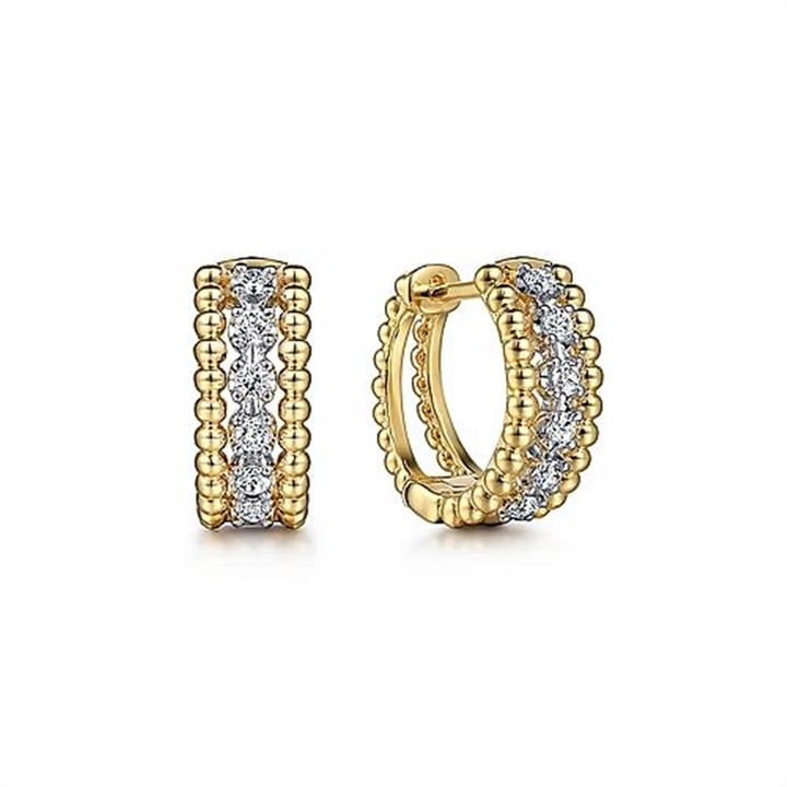 14K Two-Tone "Gabriel & Co." .26ctw Round cut Diamond Hoop Earrings