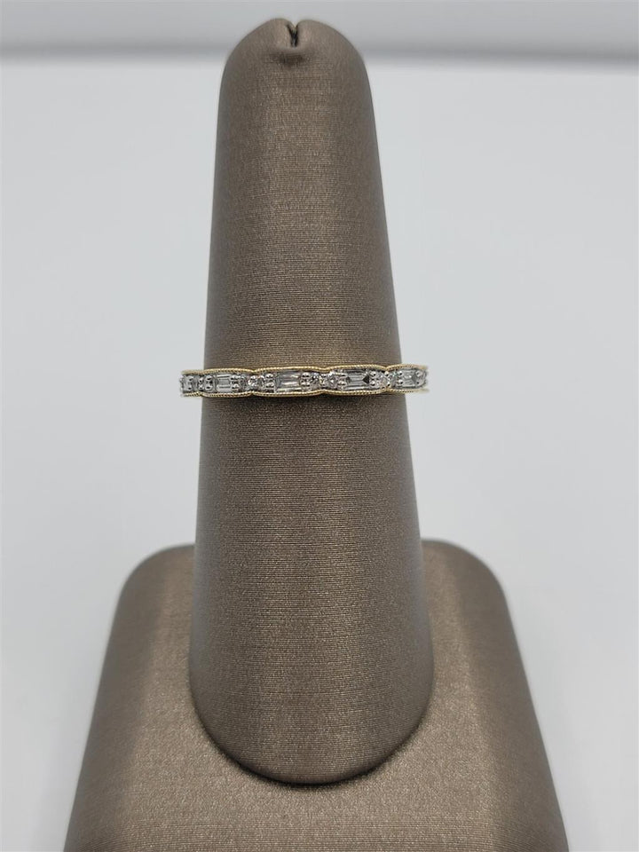 14K Yellow Gold Migrained Stackable Diamond Fashion Ring