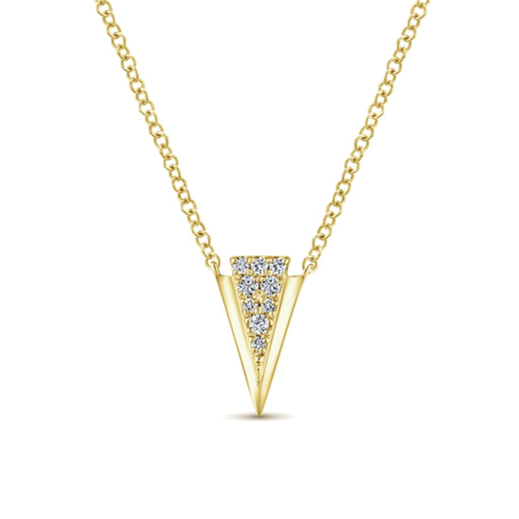 17.5" 14K Yellow Gold Spike Fashion Diamond Necklace