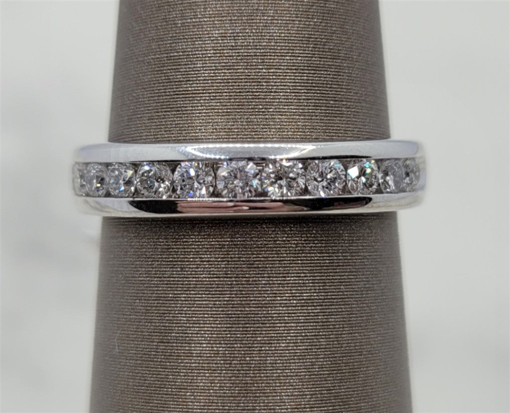 14K White Gold Channel Band Diamond Wedding Ring