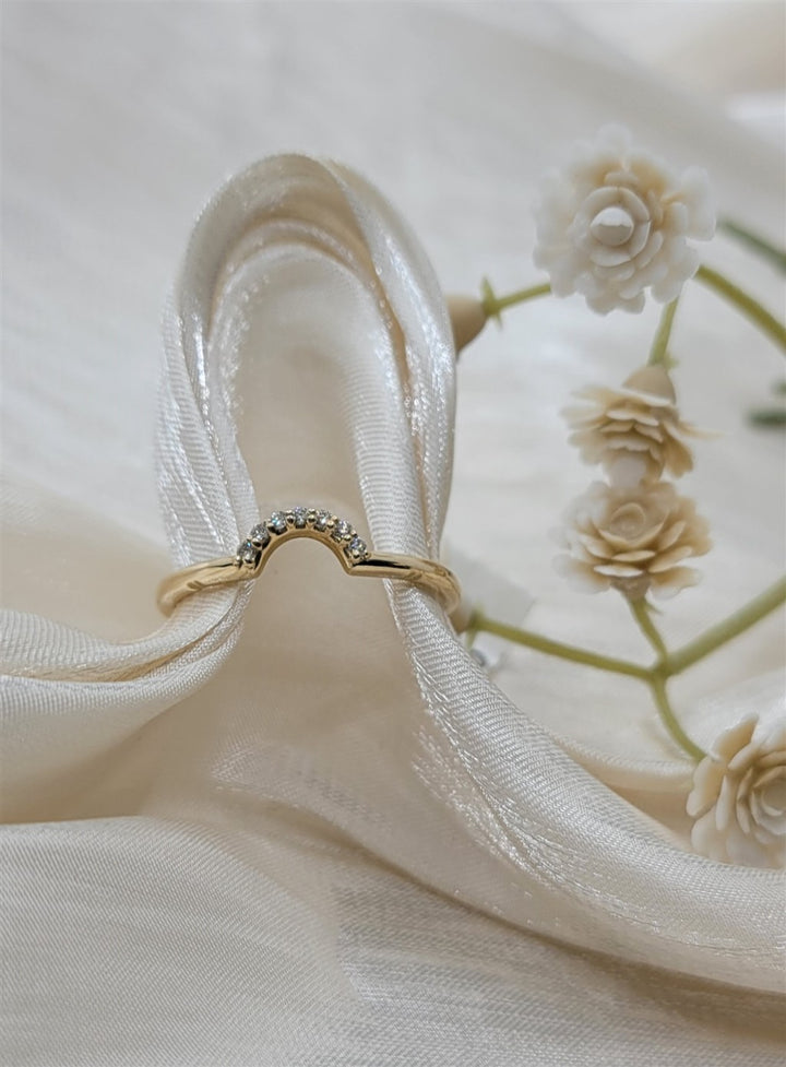 14K Yellow Gold Curved Rego Diamond Wedding Ring