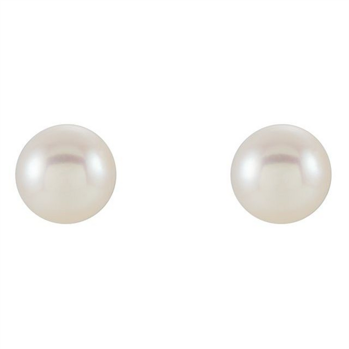 14K Yellow Gold Cultured White 7-7.5mm Freshwater Pearl Earrings