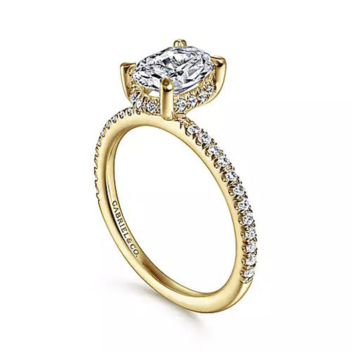 14K Yellow Gold Hidden Halo Gabriel & Co Diamond Mounting Ring