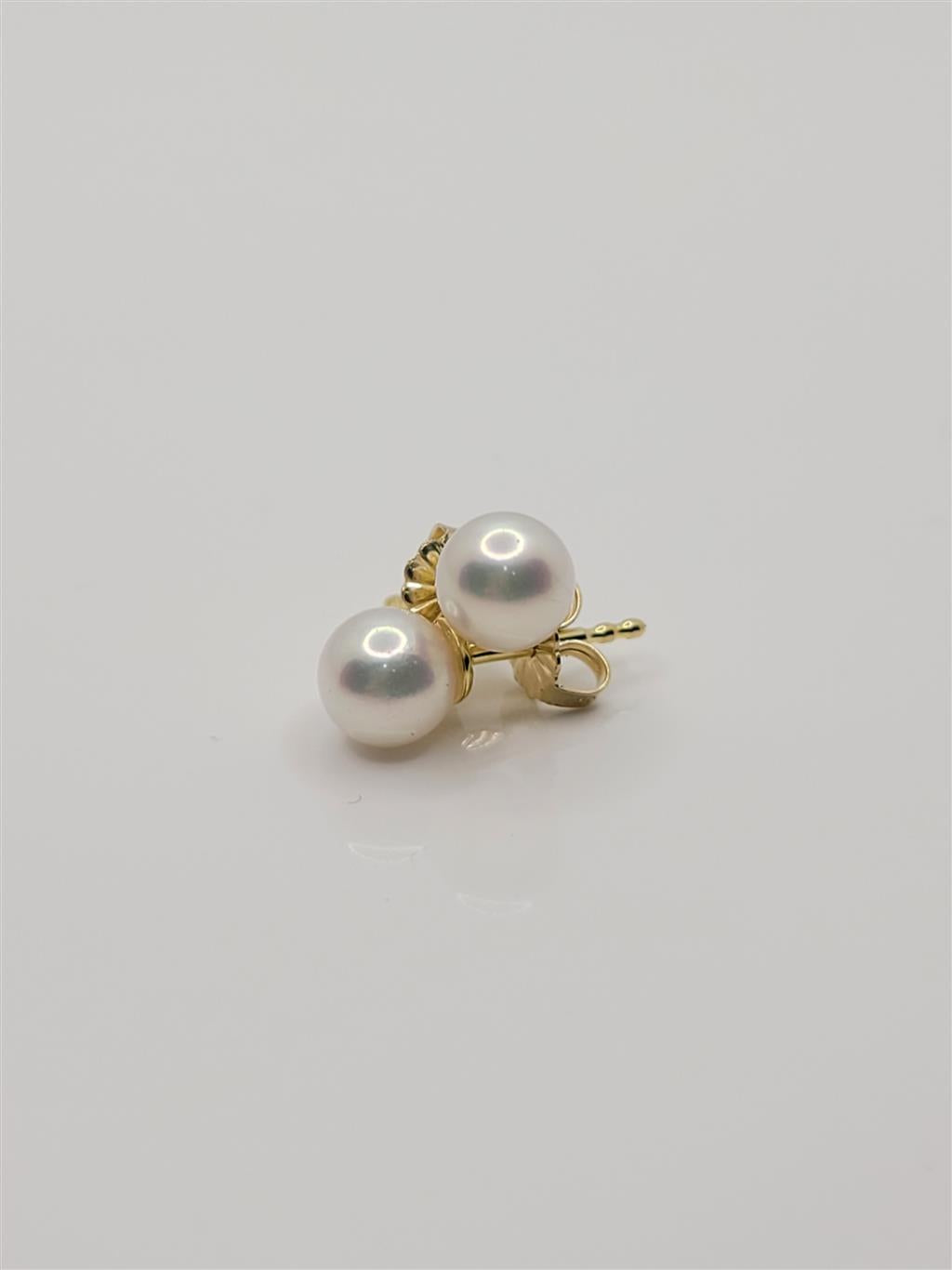 14K Yellow Gold 6.5Mm Round Mikimoto Pearl Stud Earrings