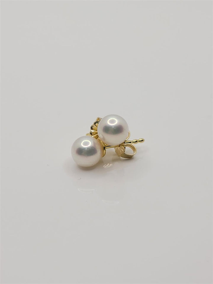 14K Yellow Gold 6.5Mm Round Mikimoto Pearl Stud Earrings