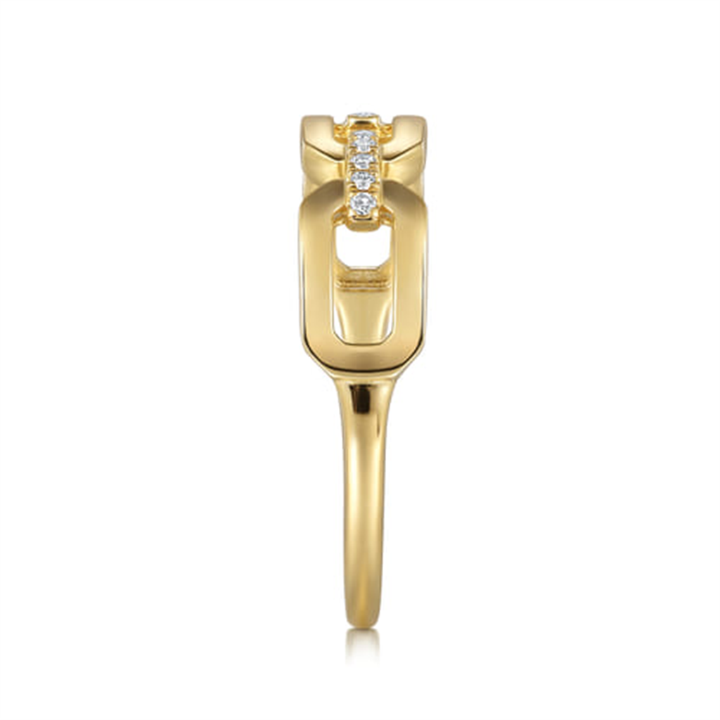 14K Yellow Gold Diamond Link Chain Ring