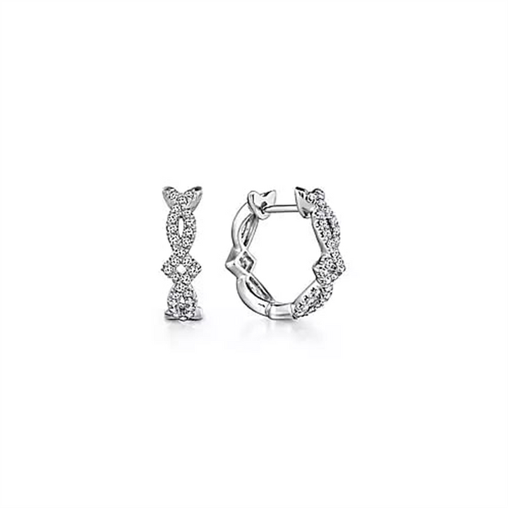 14K White Gold "Gabriel & Co. " Kaslique Diamond Hoop Earrings