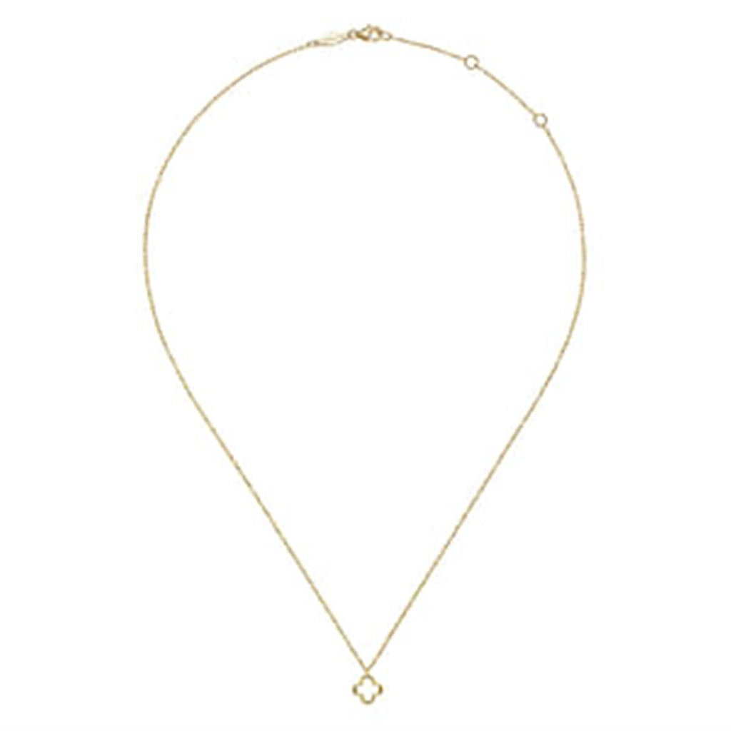 14K Yellow Gold Open Clover Necklace