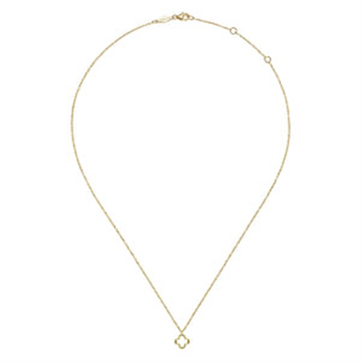 14K Yellow Gold Open Clover Necklace