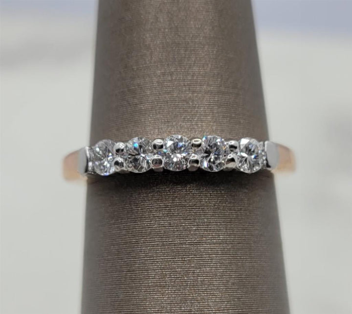 14K Two-Tone Gold Prong Set Diamond Wedding Ring
