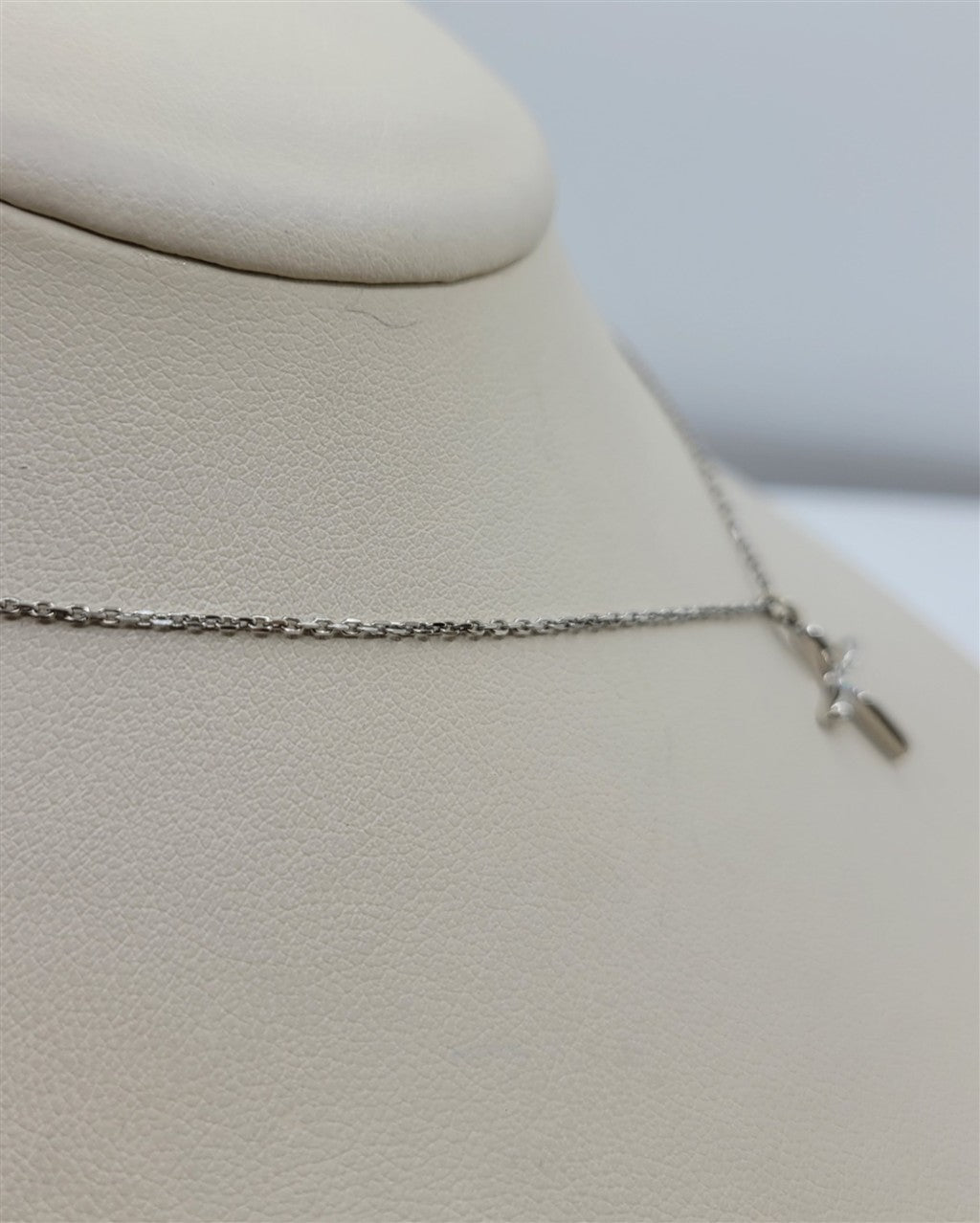 14K White Gold Single Diamond Cross Pendant Necklace