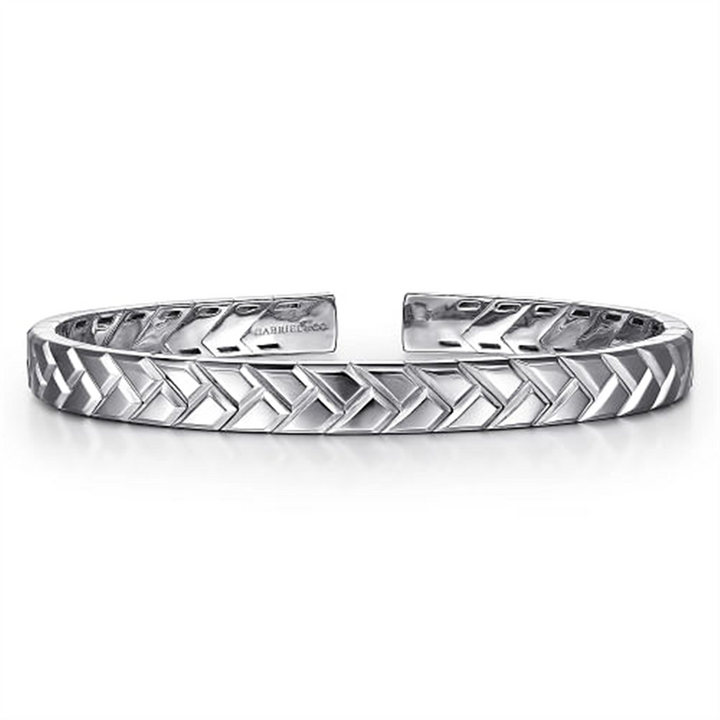 Men's Sterling Silver "Gabriel & Co"  Herringbone Cuff Bracelet