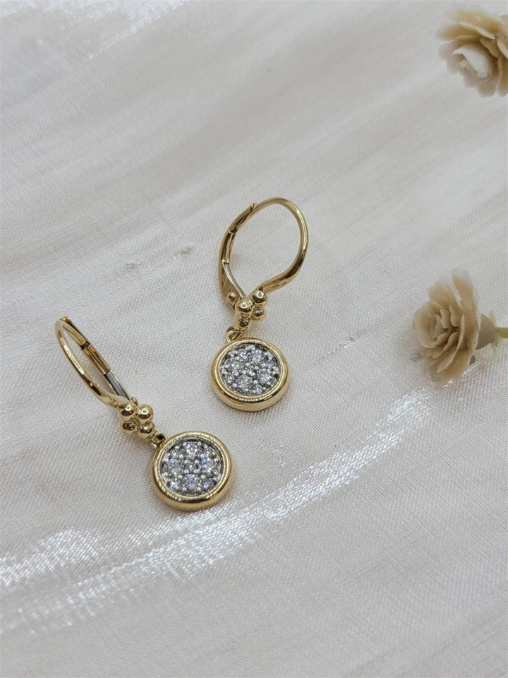 14K Yellow Gold "Gabriel & Co. " Bujukan Diamond Cluster Fashion Earrings