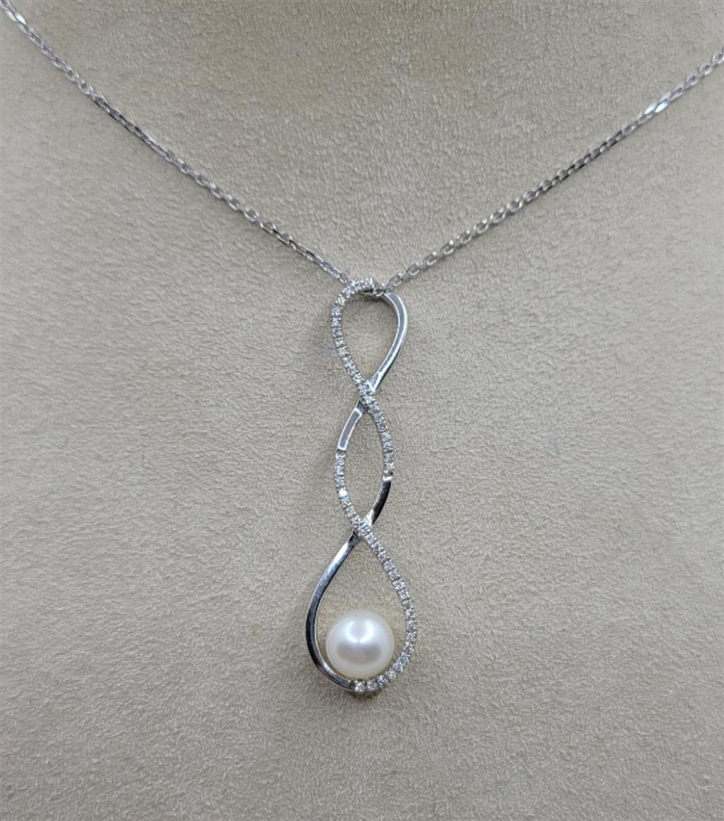 14K White Gold Necklace Pearl Jewelry