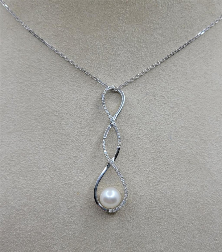 14K White Gold Necklace Pearl Jewelry