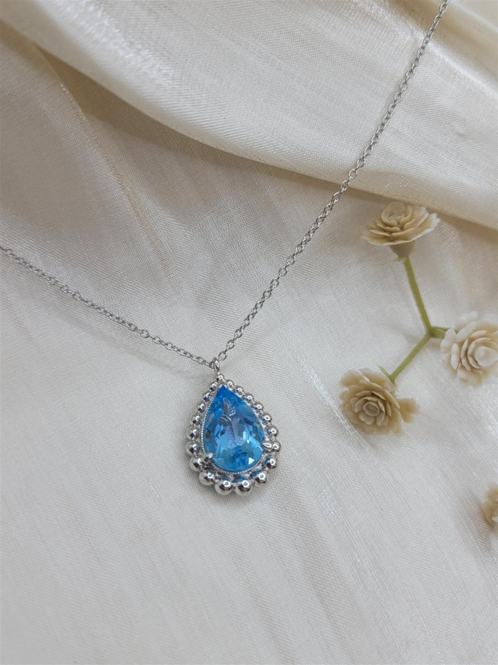 Sterling Silver "Gabriel & Co." Blue Topaz Fashion Silver Necklace