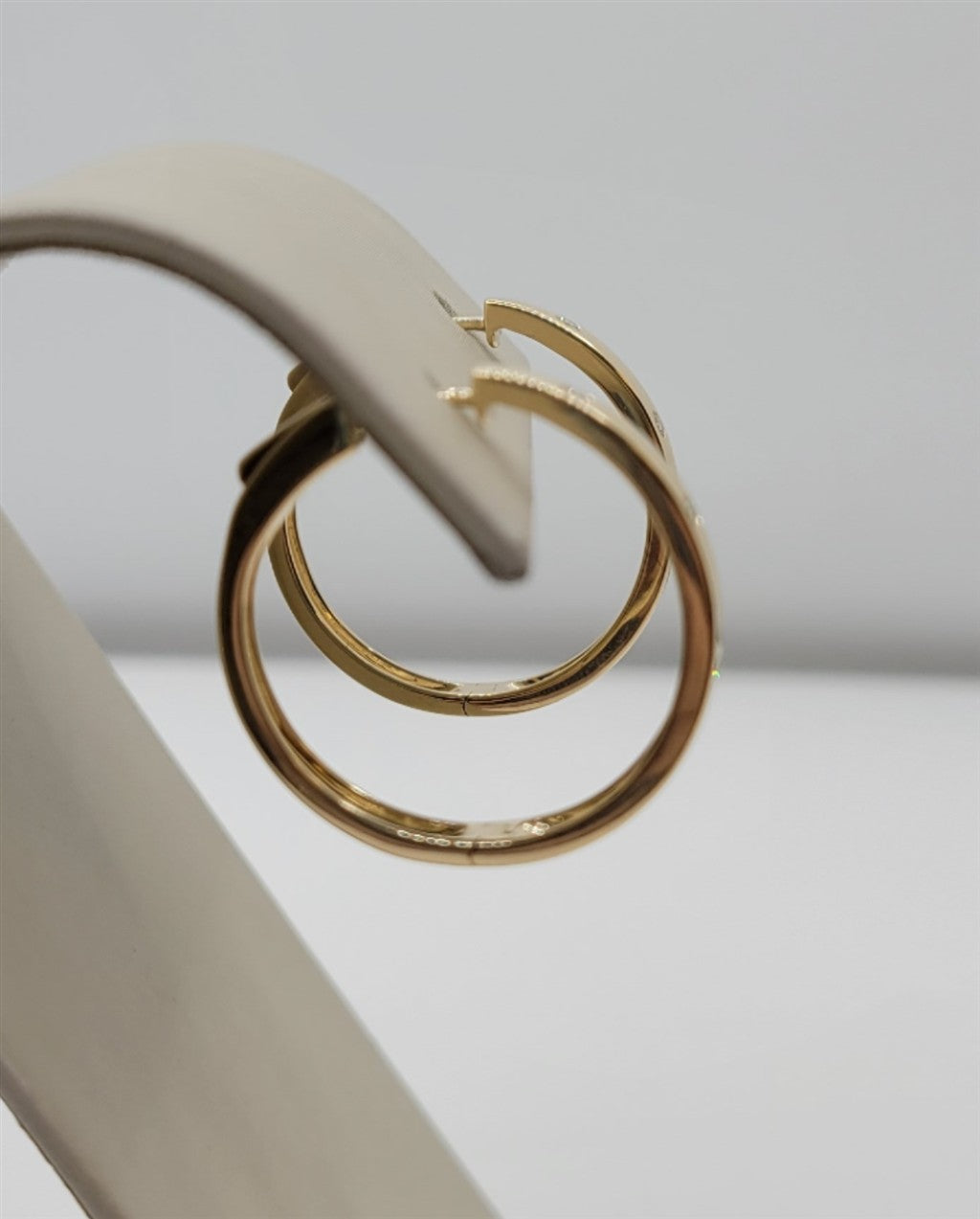 14K Yellow Gold Flush-Set Diamond Hoop Earrings