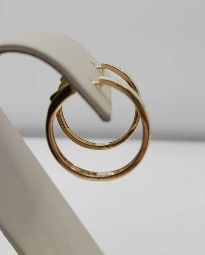 14K Yellow Gold Flush-Set Diamond Hoop Earrings