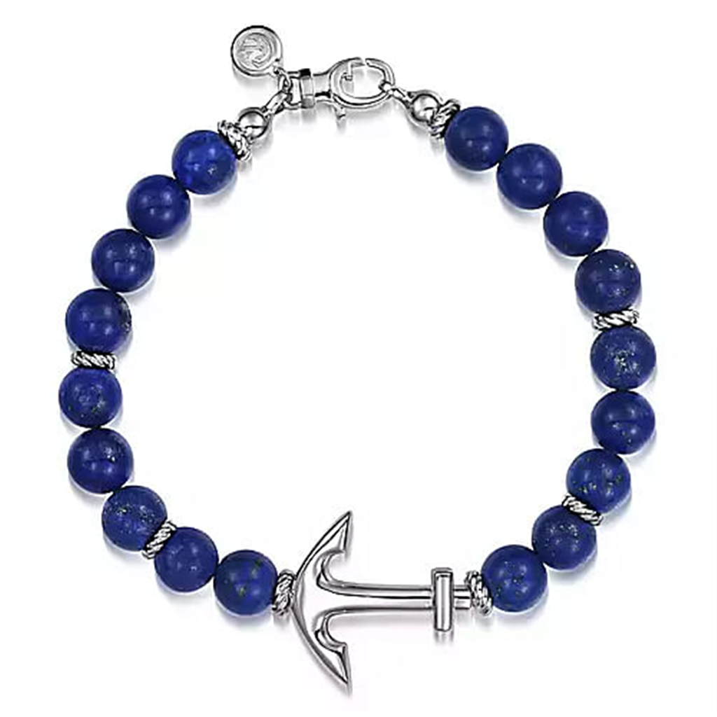 Men's Sterling Silver "Gabriel & Co." Blue Lapis & Anchor Bracelet