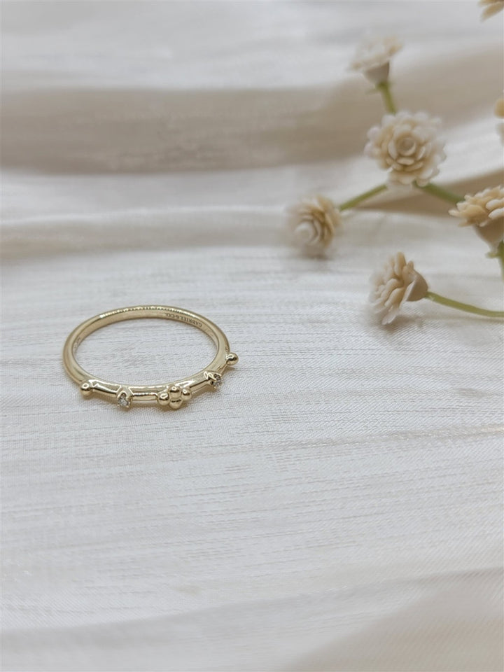 14K Yellow Gold Bujukan Diamond Stackable Ring