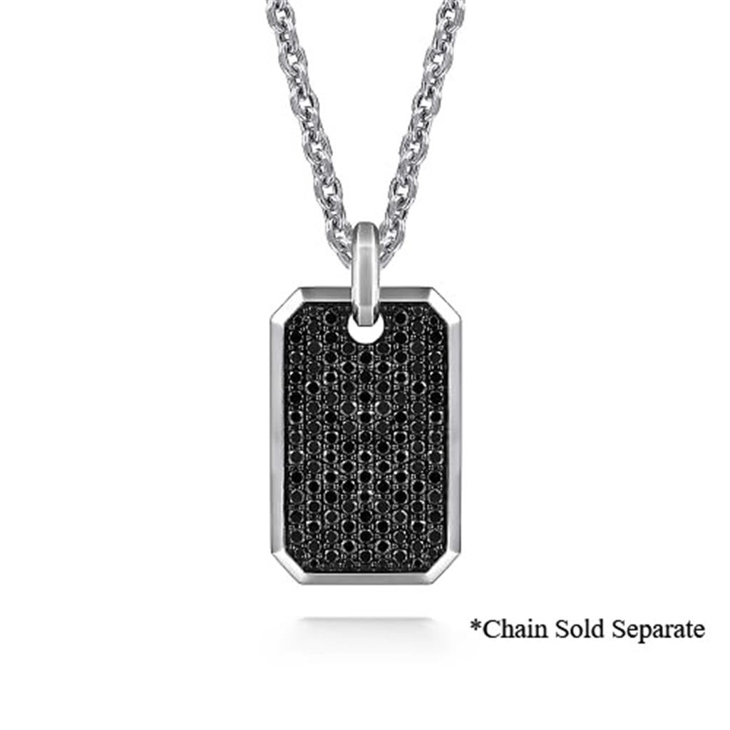 Men's Sterling Silver "Gabriel & Co." Black Spinel Dog Tag