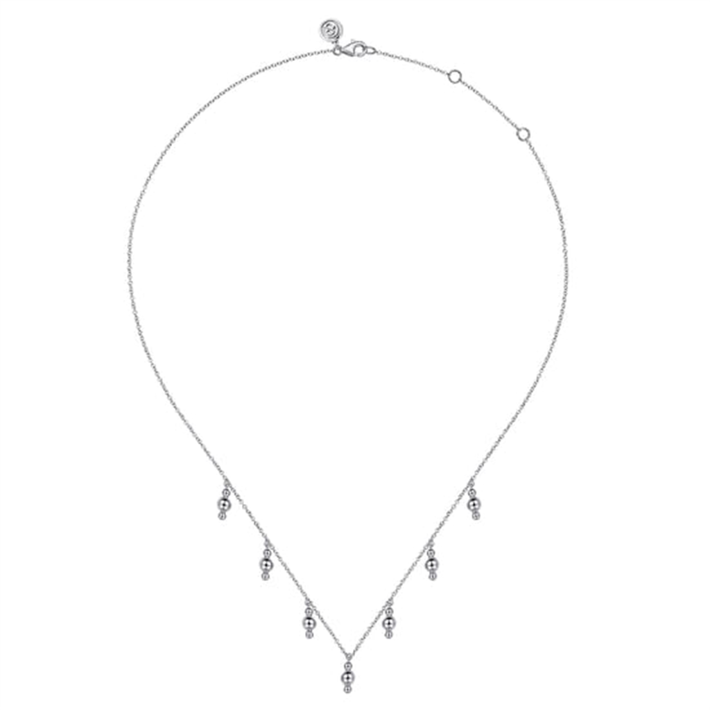 17.5" 925 Sterling Silver Beads Droplet Necklace