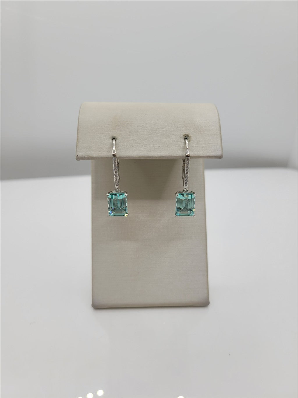 Sterling Silver Lab Grown Paraiba Tourmaline & Swarovski Crystal Dangle Earrings