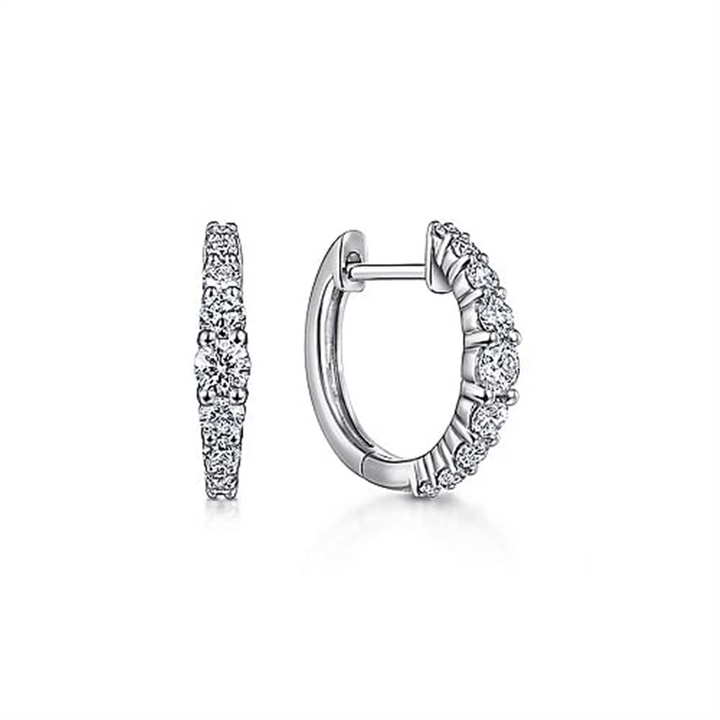 14K White Gold 0.51 ctw Round cut Diamond Hoop Earrings