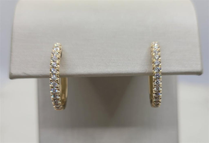 14K Yellow Gold Diamond Hoop Earrings