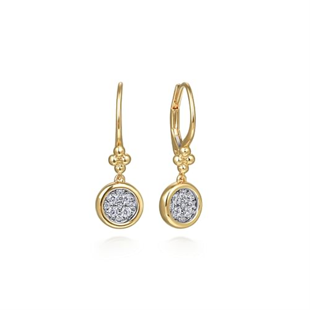 14K Yellow Gold "Gabriel & Co. " Bujukan Diamond Cluster Fashion Earrings