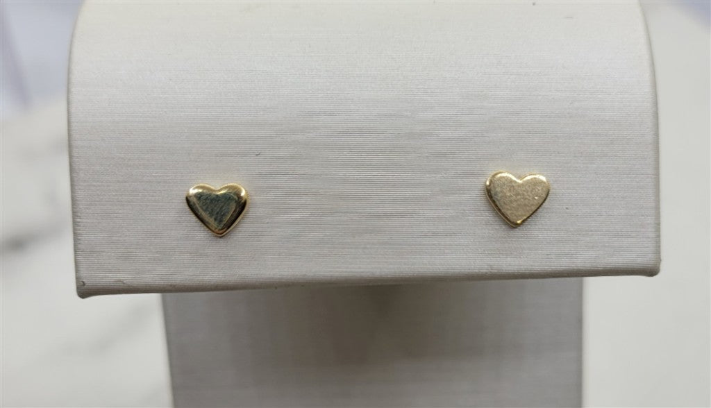 14K Yellow Gold Heart Stud Earrings