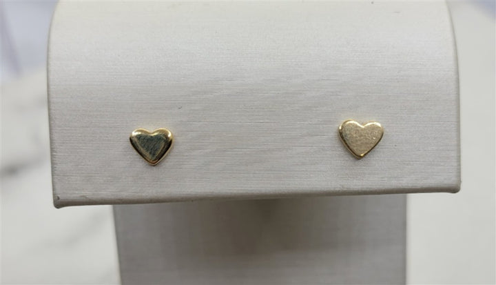 14K Yellow Gold Heart Stud Earrings