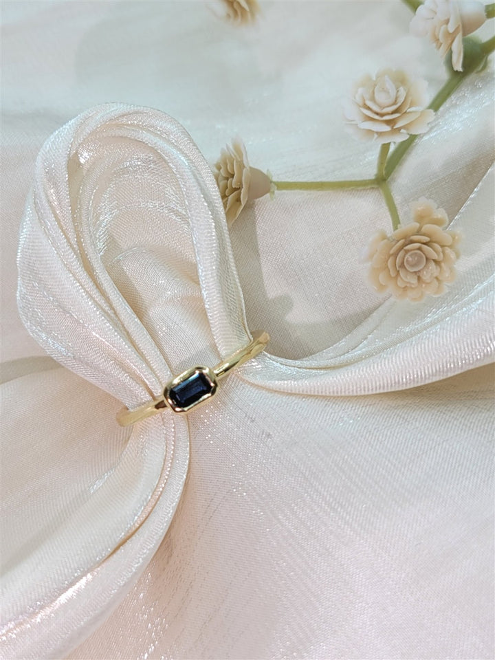 14K Yellow Gold Bezel East-West Sapphire Fashion Ring