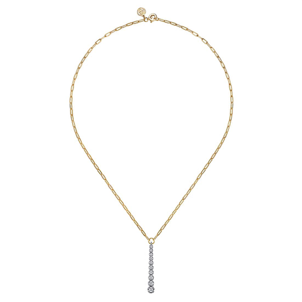 14K Two-Tone Gold "Gabriel & Co." Vertical Bar Diamond Necklace