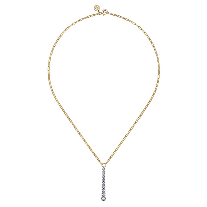 14K Two-Tone Gold "Gabriel & Co." Vertical Bar Diamond Necklace