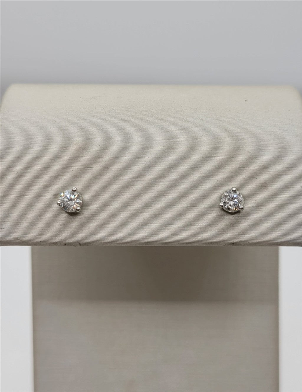 14K White Gold 3-Prong Martini .33 Twt Diamond Stud Earrings