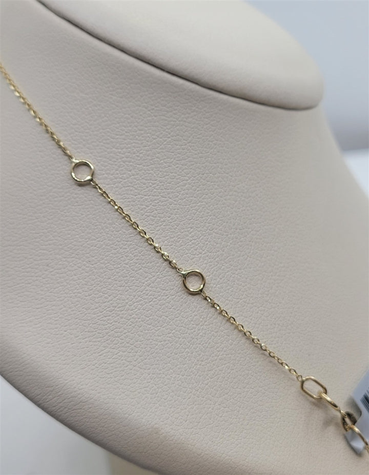 18" 14K Yellow Gold Sapphire And Diamond Dangle Station Necklace