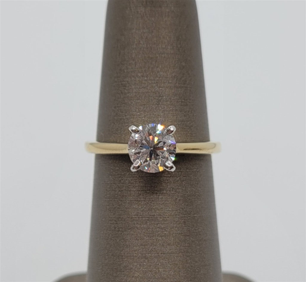 14K Yellow Gold & Platinum 1.01 Ctw Solitaire Engagement Ring