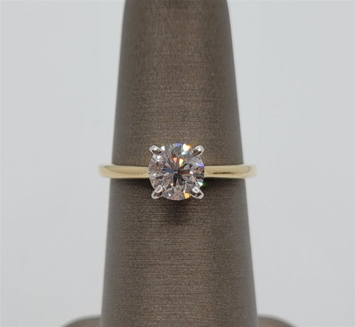 14K Yellow Gold & Platinum 1.01 Ctw Solitaire Engagement Ring